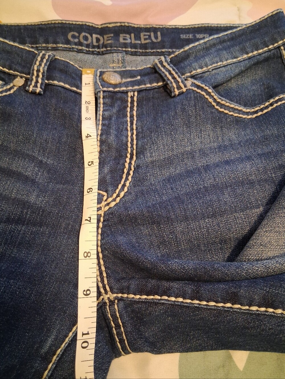 Code Bleu Andrea Women Bootcut Dark Wash Jeans Pant Sz10PR Embroidered - Picture 10 of 15
